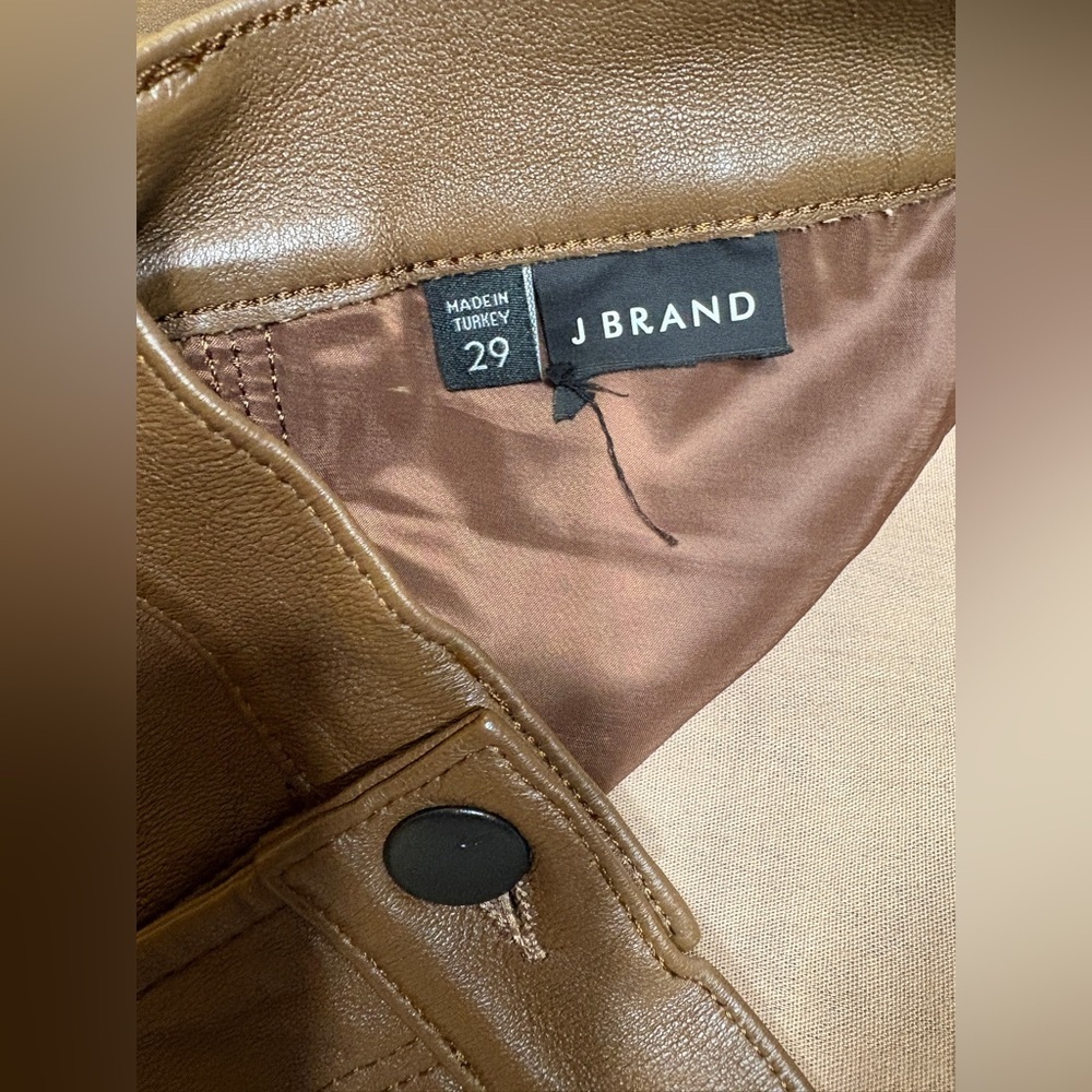 J Brand Brown Lambskin Leather Maria High Rise Womens 29 - Picture 6 of 10